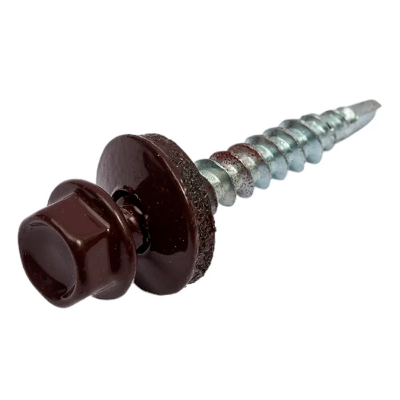 Саморез 4,8*35 шестигр. с рез.прокл. (шоколадно-коричневый RAL8017)