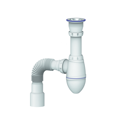 Сифон 1 1/2*40 А220 литой выпуск, с гофрой 40*40*50