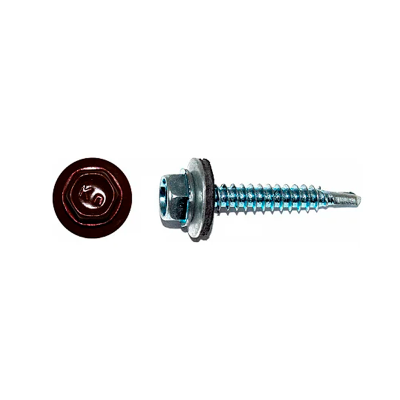 Саморез 4,8*35 шестигр. с рез.прокл. (винно-красный RAL3005)