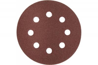 Круг шлиф.ЗУБР Мастер на велкро основе, 8 отверстий 125мм Р100 (5шт)