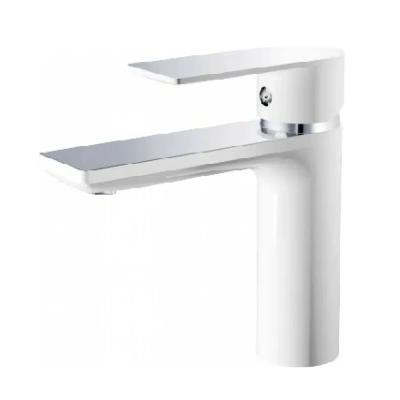 HB10505-8 Haiba Смеситель д/умывальника 35к /отв п/шпильку белый/хром