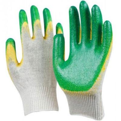 Перчатки х/б с 2-м латекс. ЛАЙТ (зелено-желтые)