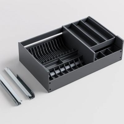 Выдвижной алюминиевый Мульти Ящик для посуды Nuomi Encanto series, 800мм, Серый(4)