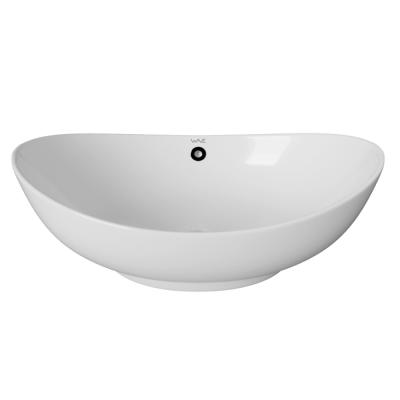 Раковина накладная на столешницу WAVE Star 590*390*195 ш*г*в с переливом  белый овал
