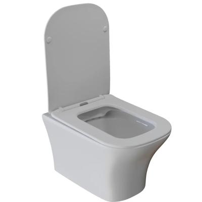 Унитаз подвесной безободковый WAVE CITY сиденье дюропласт, микролифт белый глянец (L)