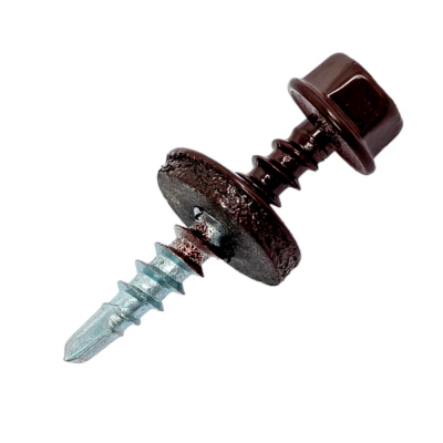 Саморез 4,8*29 шестигр. с рез.прокл. (шоколадно-коричневый RAL8017)