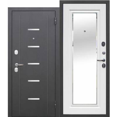 Дверь входная 7,5см Гарда Серебро зеркало Белый Ясень