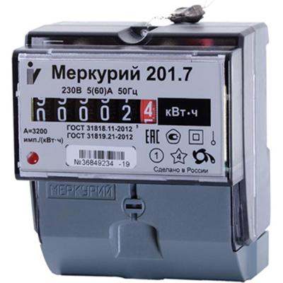 Счетчик эл/эн Меркурий 201.7 1-фазный 1-тарифный 5-60А/230В