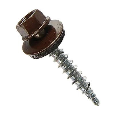 Саморез 4,8*70 шестигр. с рез.прокл. (шоколадно-коричневый RAL8017)