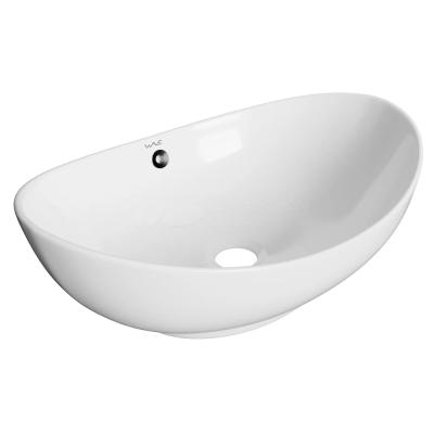 Раковина накладная на столешницу WAVE Star 590*390*195 ш*г*в с переливом, белый, овал