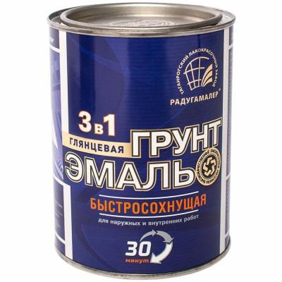 Грунт-Эмаль РадугаМалер быстросохнущая, серая (0,9кг)