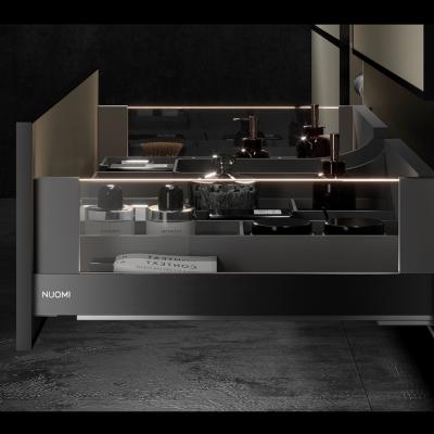 УЛЬТРАТОНКИЙ ЯЩИК SLIM, LED с подсветкой, Высота  148 мм, Длина 350мм, Цвет Серый NUOMI