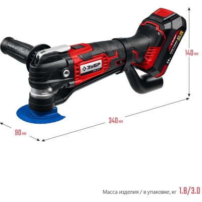 Реноватор ЗУБР 18В 1АКБ, набор насадок, сумка, система АКБ С1-18