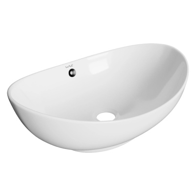 Раковина накладная на столешницу WAVE Star 590*390*195 ш*г*в с переливом  белый овал