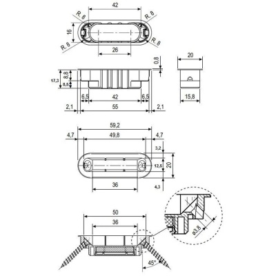 Защелка магнитная многофункциональная, белый никель RМ1895 SN