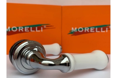 Ручка дверная, хром/белый МН-41-CLASSIC PC/W (круг)