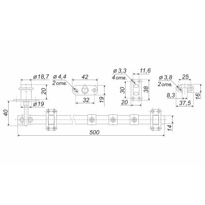 Z409CP.4/500 Центральный замок на 3 ящика с крепл. к фасаду BOYARD