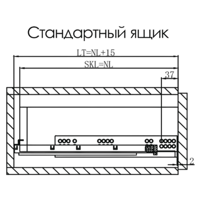 Направляющие SENZA Sincrono 500 (скрыт монтаж полного выдвижения синхрон 3D clip тип В, 10шт/уп)