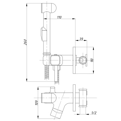 Смеситель с гигиенич.лейкой 25к ПСМ-СВ-0720