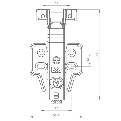 CON BRIO Накладная петля без доводчика для алюминиевого профиля