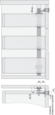Z409CP.4/500 Центральный замок на 3 ящика с крепл. к фасаду BOYARD