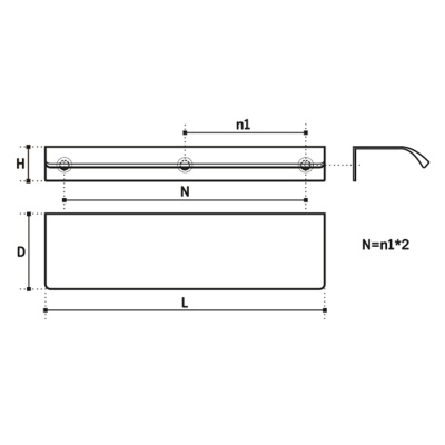 Мебельная ручка торцевая LOFT 640 мм матовое золото