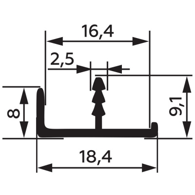RD-96/CLARO Профиль врезной прямой черный анод 16мм (3м хлыст)