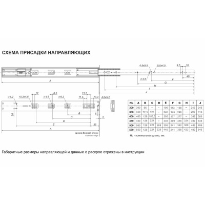 DB4505Zn/450 Направляющие шариковые SATELLITE с доводчиком BOYARD