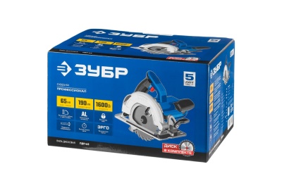 Пила дисковая 90-65мм диск 190мм 1600Вт ЗУБР