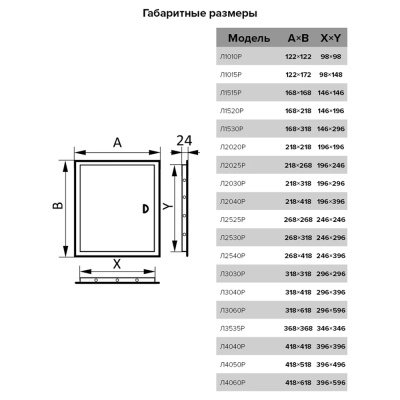 Люк пластиковый 318*418 с ручкой и фланцем 296*396