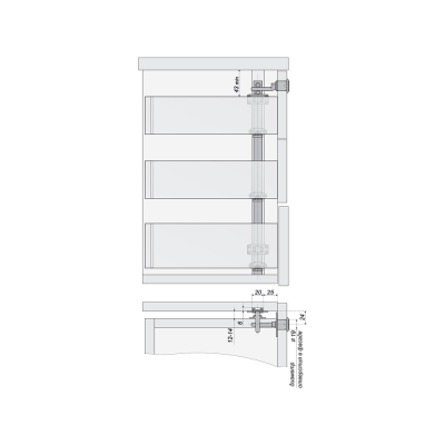 Z409CP.4/500 Центральный замок на 3 ящика с крепл. к фасаду BOYARD