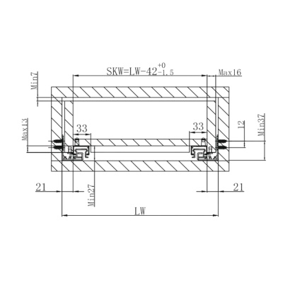 Направляющие SENZA Sincrono 350 (скрыт монтаж полного выдвижения синхрон 3D clip тип В, 10шт/уп)