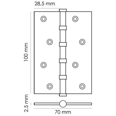 Петля стальная универсальная MS 100*70*2,5-4BB BL черный пара