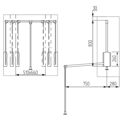 Пантограф 450-600мм алюминий