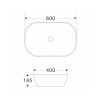 Раковина накладная на столешницу WAVE Slim 610*400*145 ш*г*в без перелива белый прямоуг