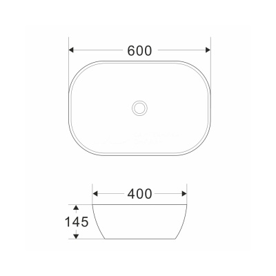 Раковина накладная на столешницу WAVE Slim 610*400*145 ш*г*в без перелива белый прямоуг