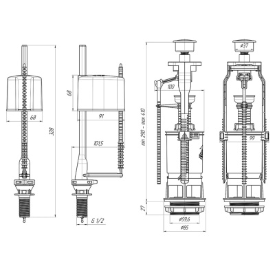 Арматура к смыв.бачку кнопка АНИпласт WC 6550