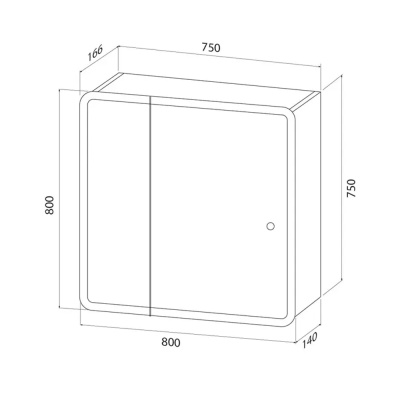 Зеркальный шкаф с подсветкой Sky 1П 800*800