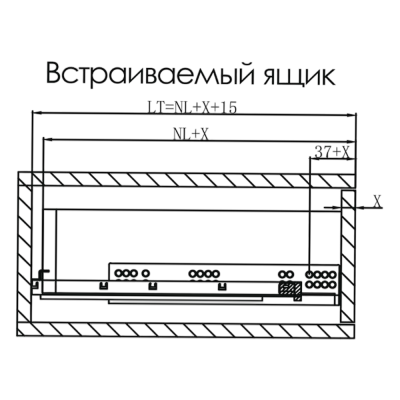 Направляющие SENZA Sincrono 350 (скрыт монтаж полного выдвижения синхрон 3D clip тип В, 10шт/уп)