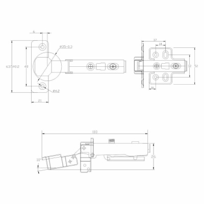 Петля SENZA push to open без пружины накладная 4 отверстия clip-on