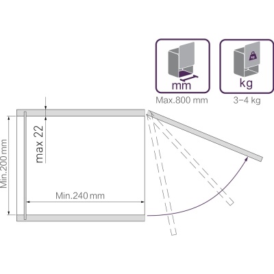 Подъемный механизм SENZA Ultra (1 фасад Фиксация угла, 20шт/уп)