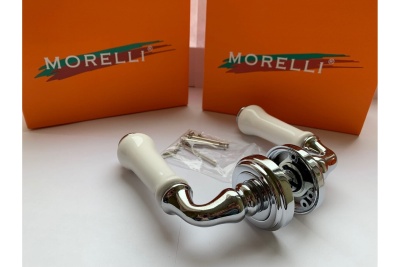 Ручка дверная, хром/белый МН-41-CLASSIC PC/W (круг)