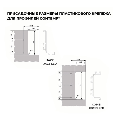 Комплект креплений для кухонных баз пластик