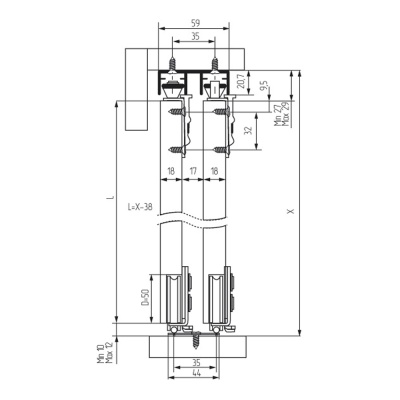 Комплект роликов на 1 дверь д/MF-80Y
