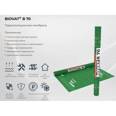 Пароизоляция BIOVAT B70 70г/м2 1,5*50м 75м2