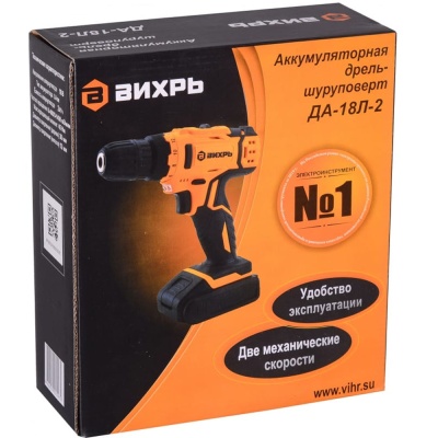 Дрель-шуруповерт аккумулят. ДА-18Л-2 (2,0А/ч) ВИХРЬ 72/14/16