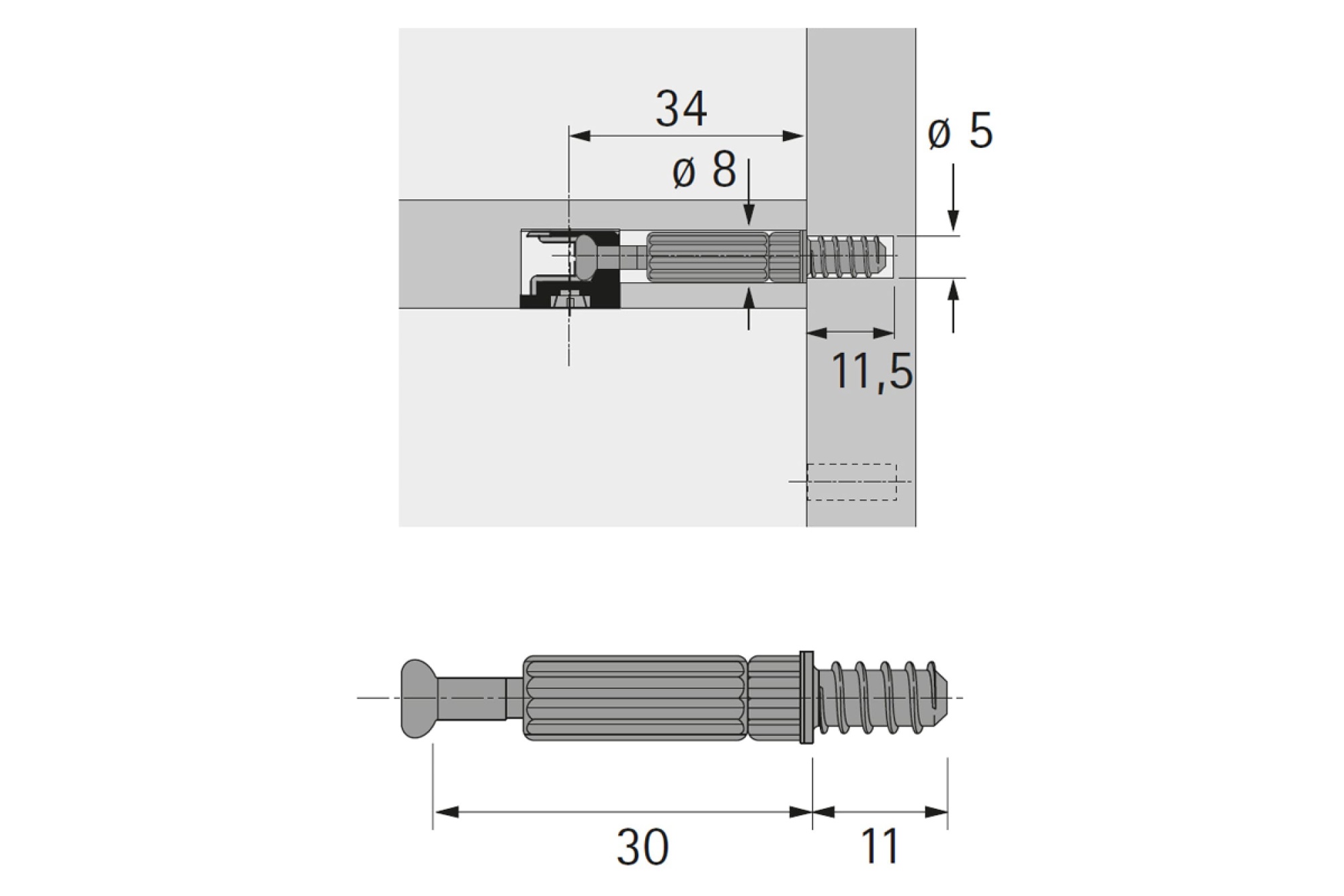 DU 232 Twister, дюбель ввинчиваемый, зажимной размер 30 мм, диаметр 5 мм