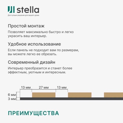 Панель Стеновая Акустическая Stella Comfort Standart белая 600*600*9