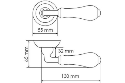 Ручка дверная, хром/белый МН-41-CLASSIC PC/W (круг)