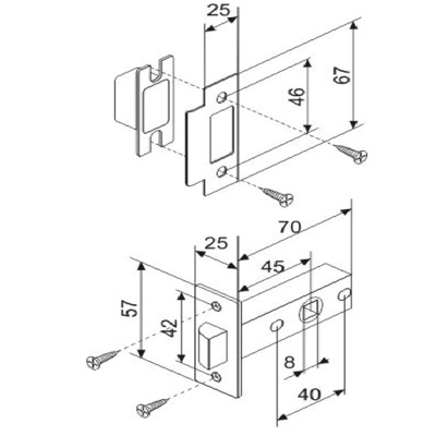 Защелка межкомнатная  L6-45 AB, античная бронза